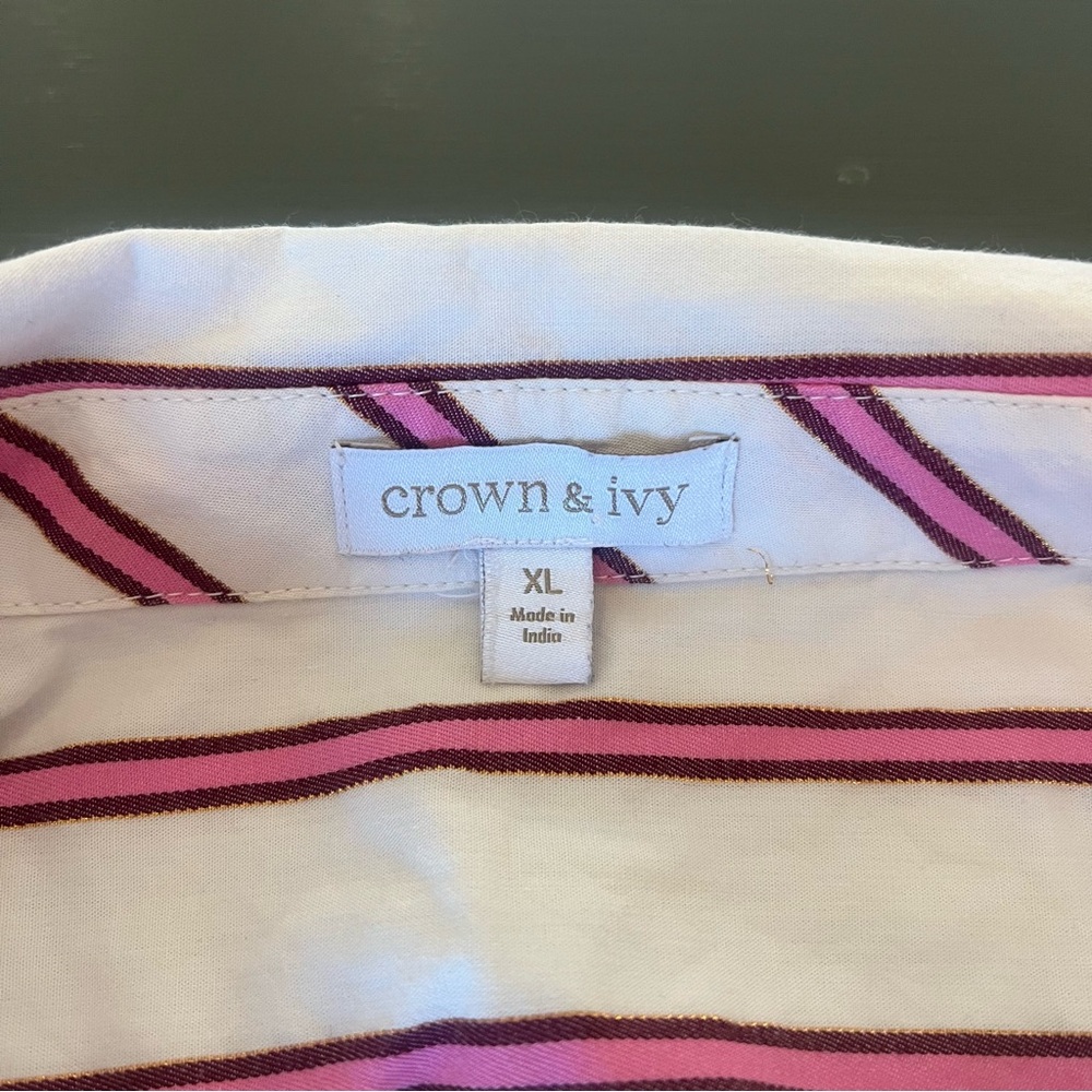 Pink Striped Cotton Button Down XL - Picture 4 of 5